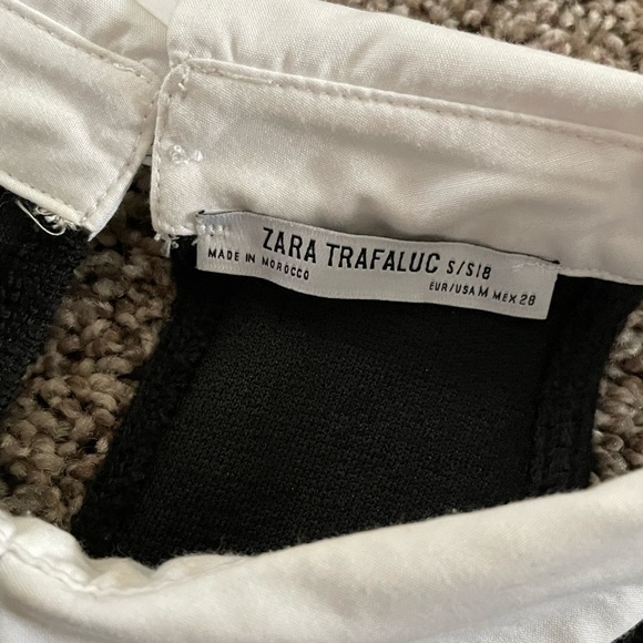 Zara Trafaluc White Collared Black Dress Size US M - Picture 3 of 3
